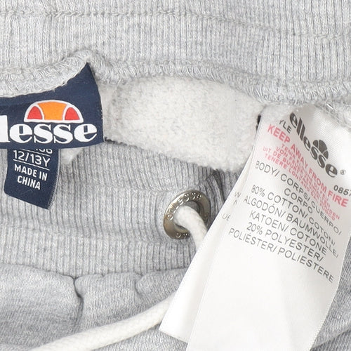 Ellesse Boys Grey Sweat Shorts 12-13 Years Regular Fit Drawstring Pockets