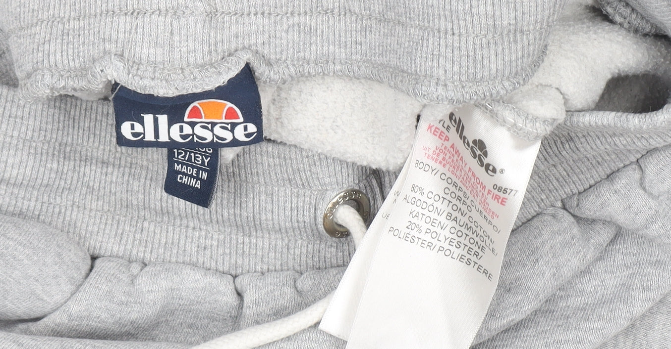 Ellesse Boys Grey Sweat Shorts 12-13 Years Regular Fit Drawstring Pockets