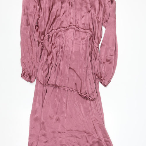Paul Costelloe Living Studio Women Pink Viscose Midi A-Line Dress Size 10
