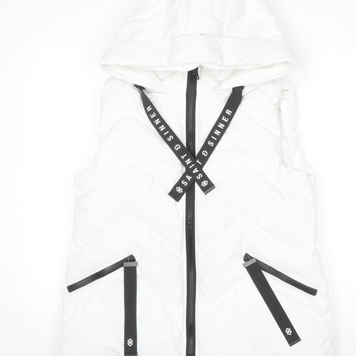 Saint & Sinner Women’s White Hooded Puffer Waistcoat Size 10