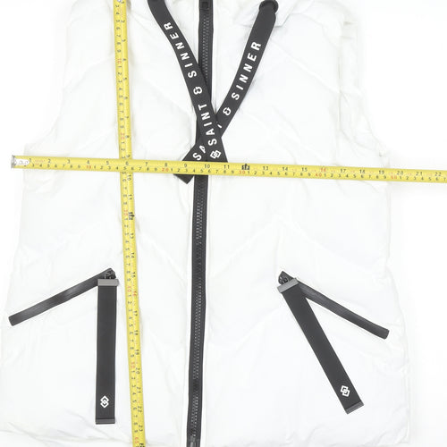 Saint & Sinner Women’s White Hooded Puffer Waistcoat Size 10