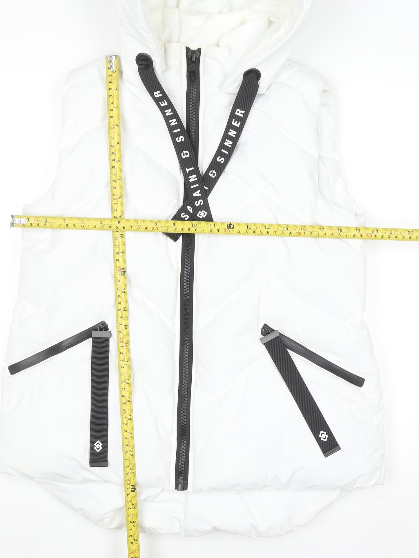 Saint & Sinner Women’s White Hooded Puffer Waistcoat Size 10