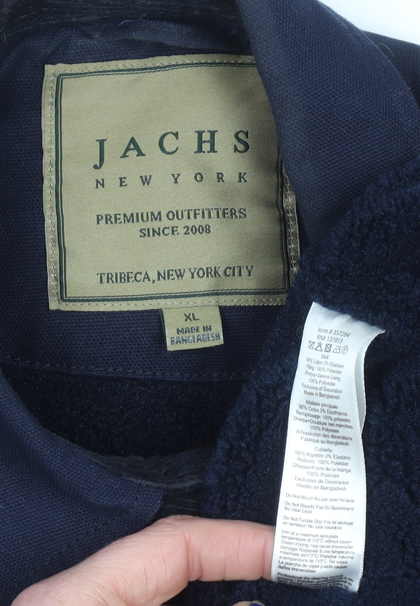 JACHS New York Men's Blue XL Cotton Twill Lined Shirt Jacket