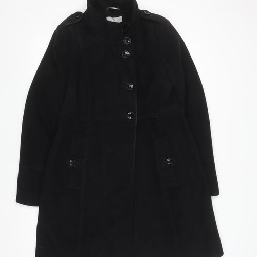 Wallis Women's Black Mid-Length Button Up Coat Size 12