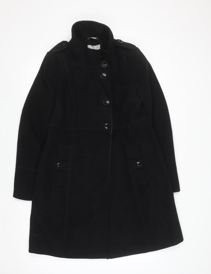 Wallis Women's Black Mid-Length Button Up Coat Size 12