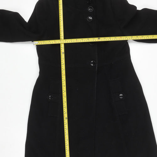 Wallis Women's Black Mid-Length Button Up Coat Size 12
