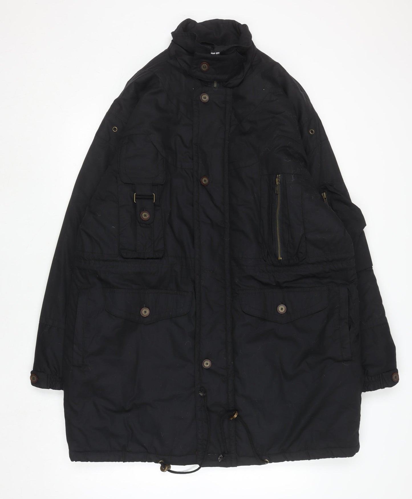 Rite Road Mens Black L Parka Jacket Polyester Cotton Lined Winter Coat