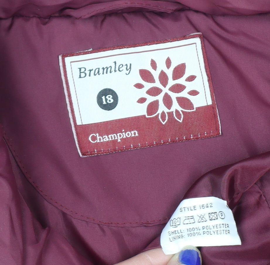 Champion Bramley Women's Red Hooded Puffer Jacket Size 18