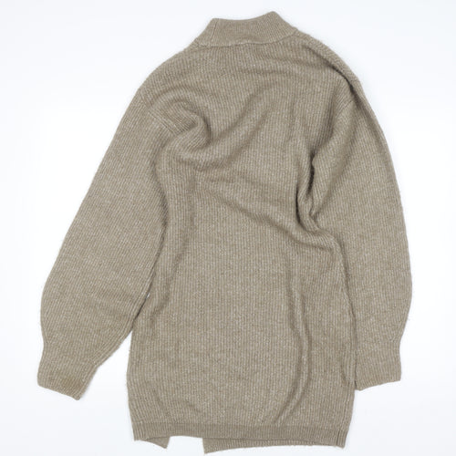 H&M Women Beige Knit Sweater Dress M Long Sleeve High Neck