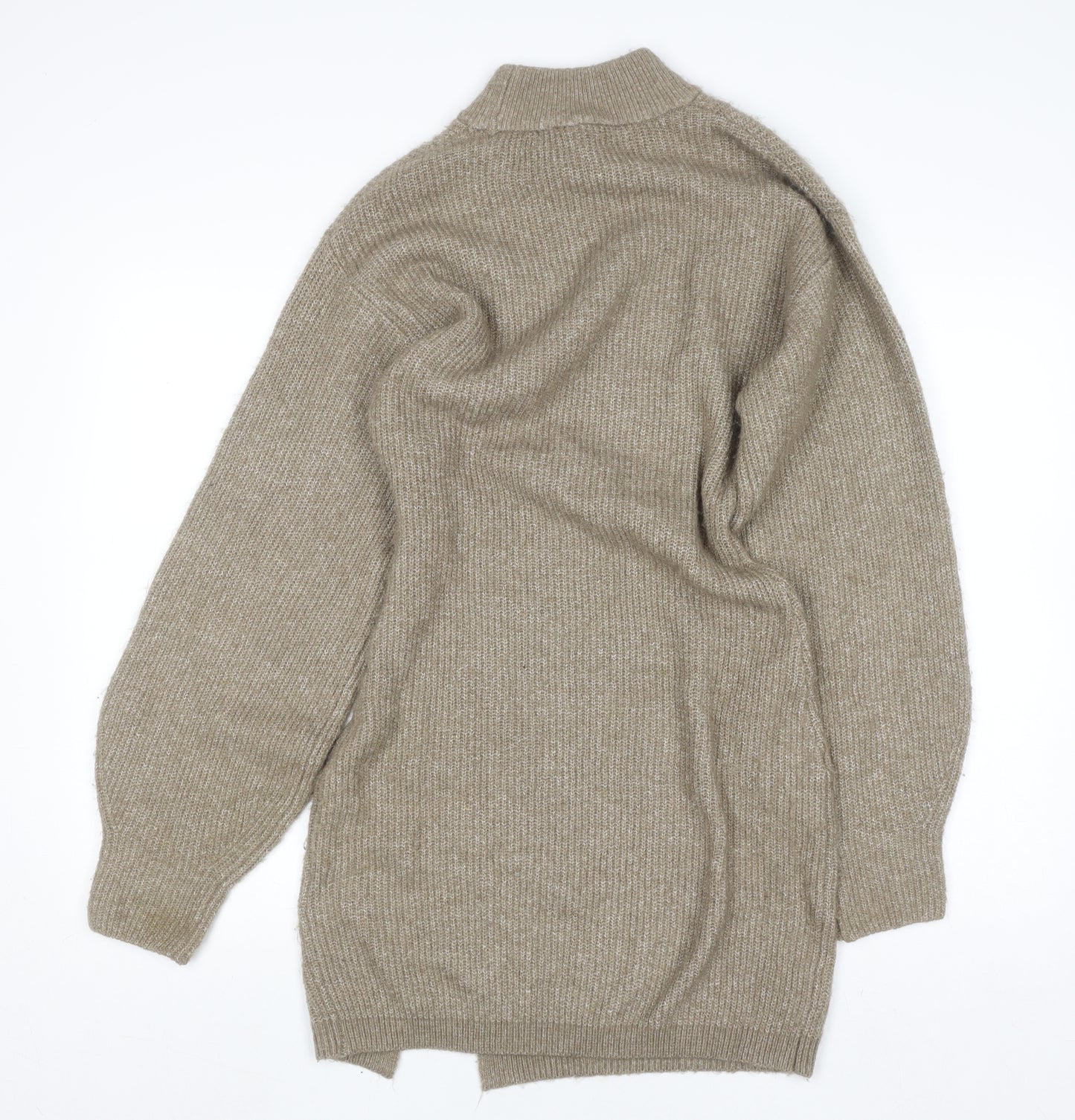 H&M Women Beige Knit Sweater Dress M Long Sleeve High Neck