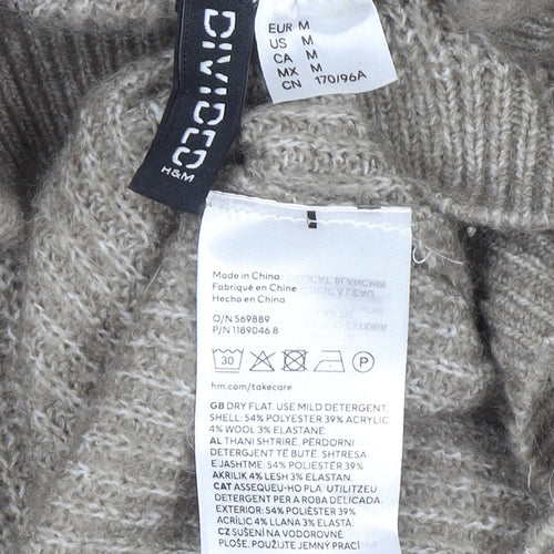 H&M Women Beige Knit Sweater Dress M Long Sleeve High Neck