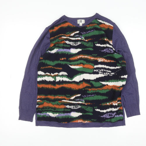 YAL New York Women's Purple Abstract Knit Pullover Jumper M