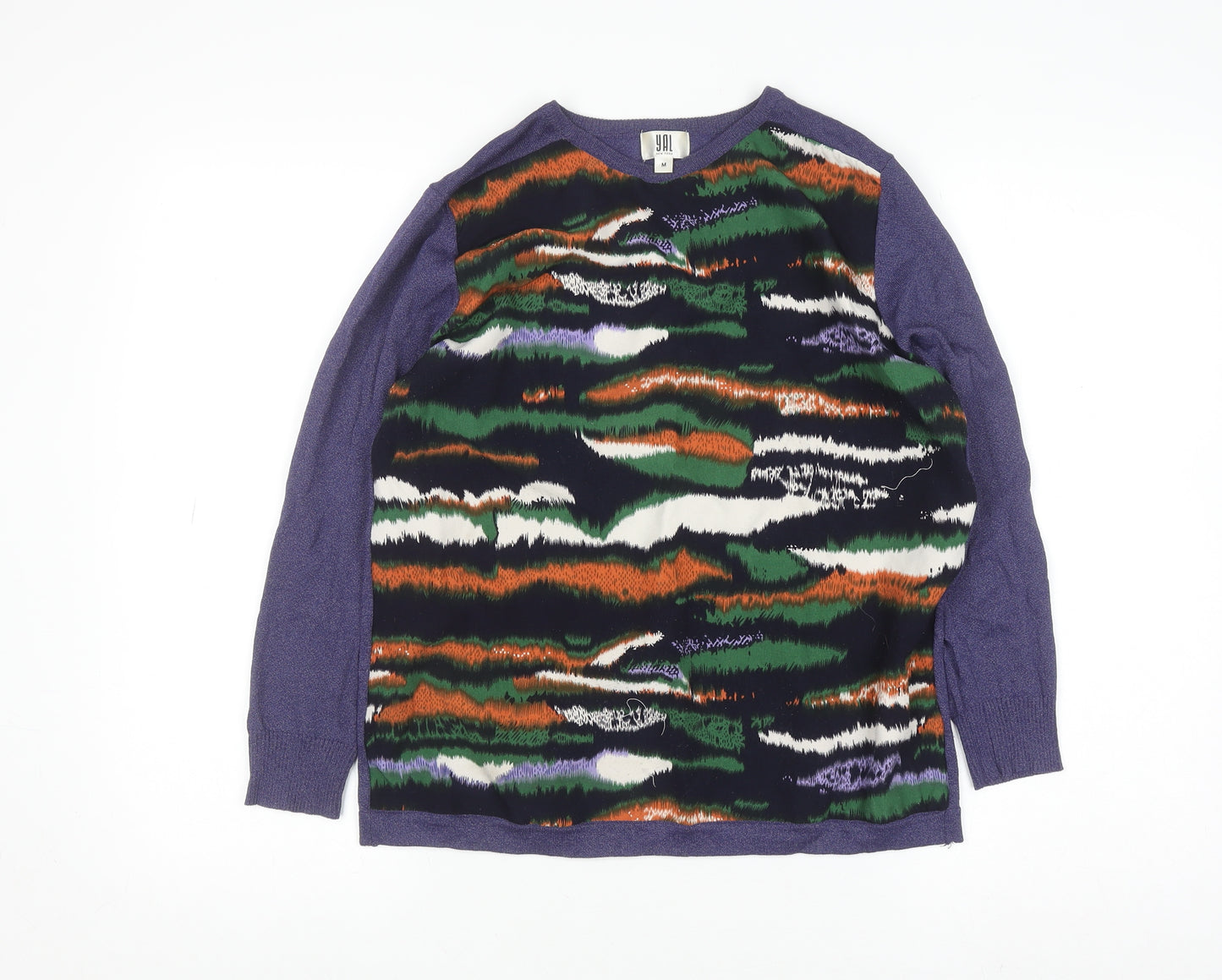 YAL New York Women's Purple Abstract Knit Pullover Jumper M