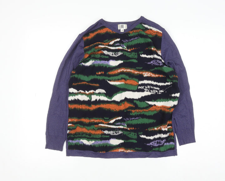 YAL New York Women's Purple Abstract Knit Pullover Jumper M