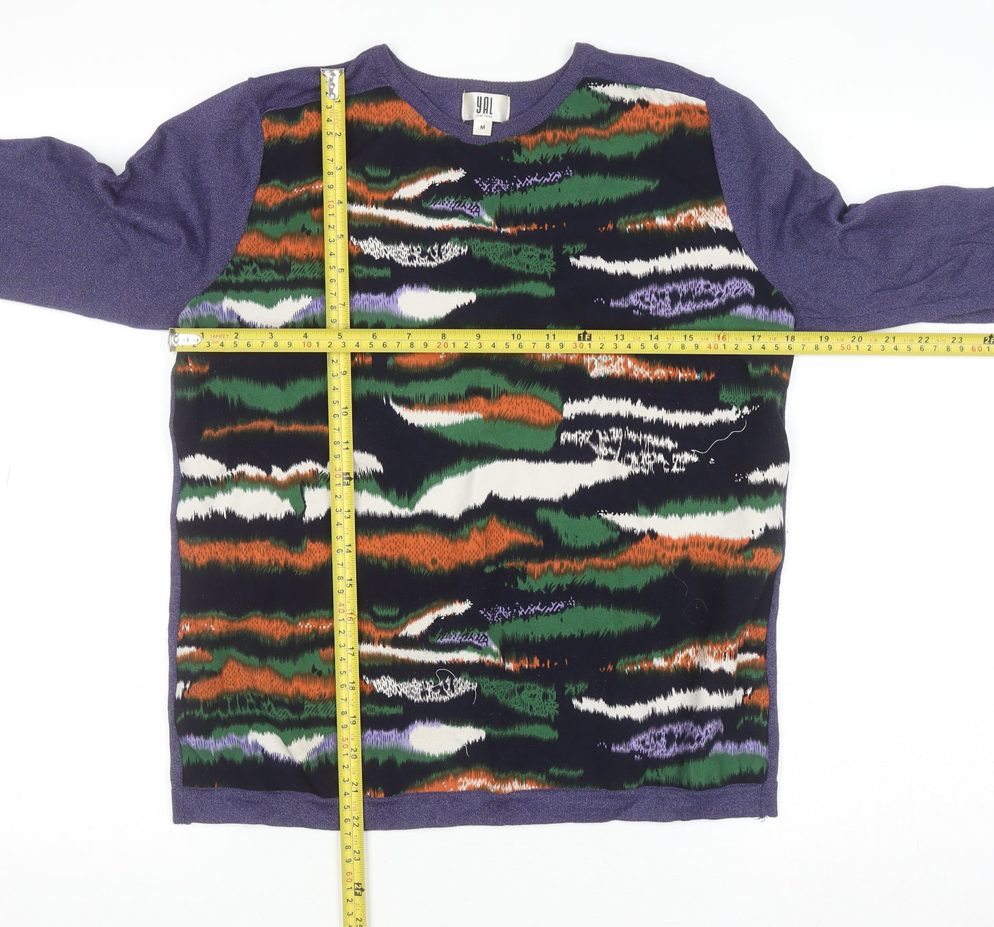 YAL New York Women's Purple Abstract Knit Pullover Jumper M