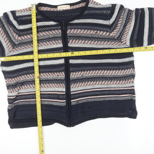 Marks and Spencer Women’s Navy Mix Striped Full Zip Cardigan Size 16