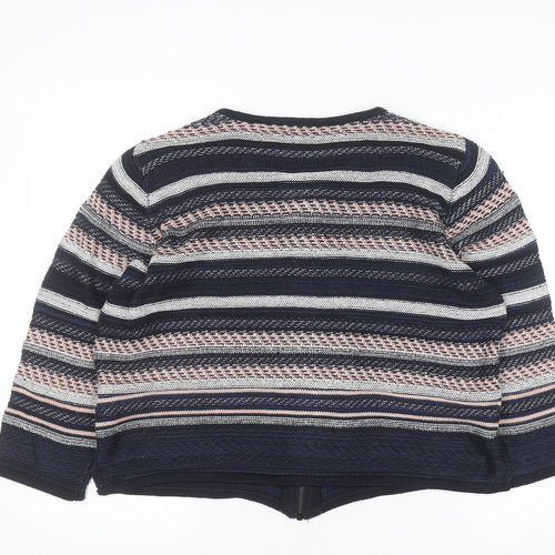 Marks and Spencer Women’s Navy Mix Striped Full Zip Cardigan Size 16