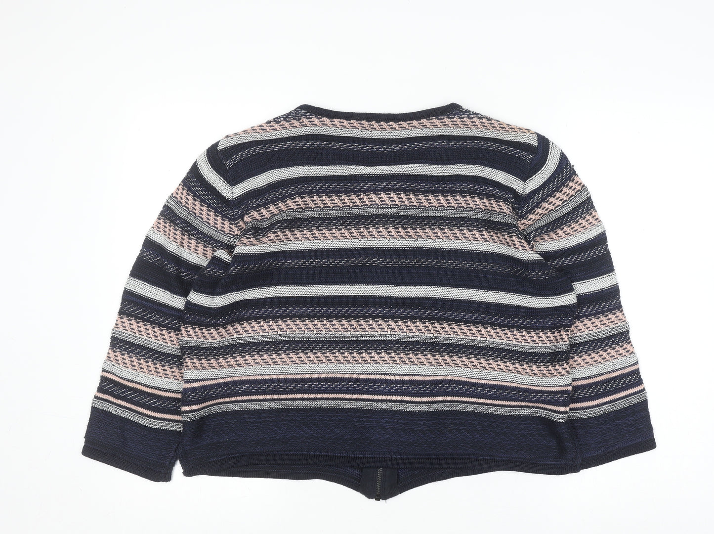 Marks and Spencer Women’s Navy Mix Striped Full Zip Cardigan Size 16
