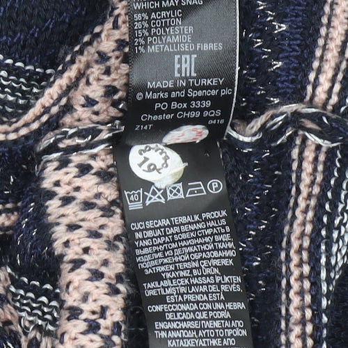 Marks and Spencer Women’s Navy Mix Striped Full Zip Cardigan Size 16