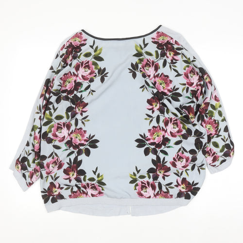 Oasis Women’s Blue Floral Tunic Blouse Size L Relaxed Fit Viscose
