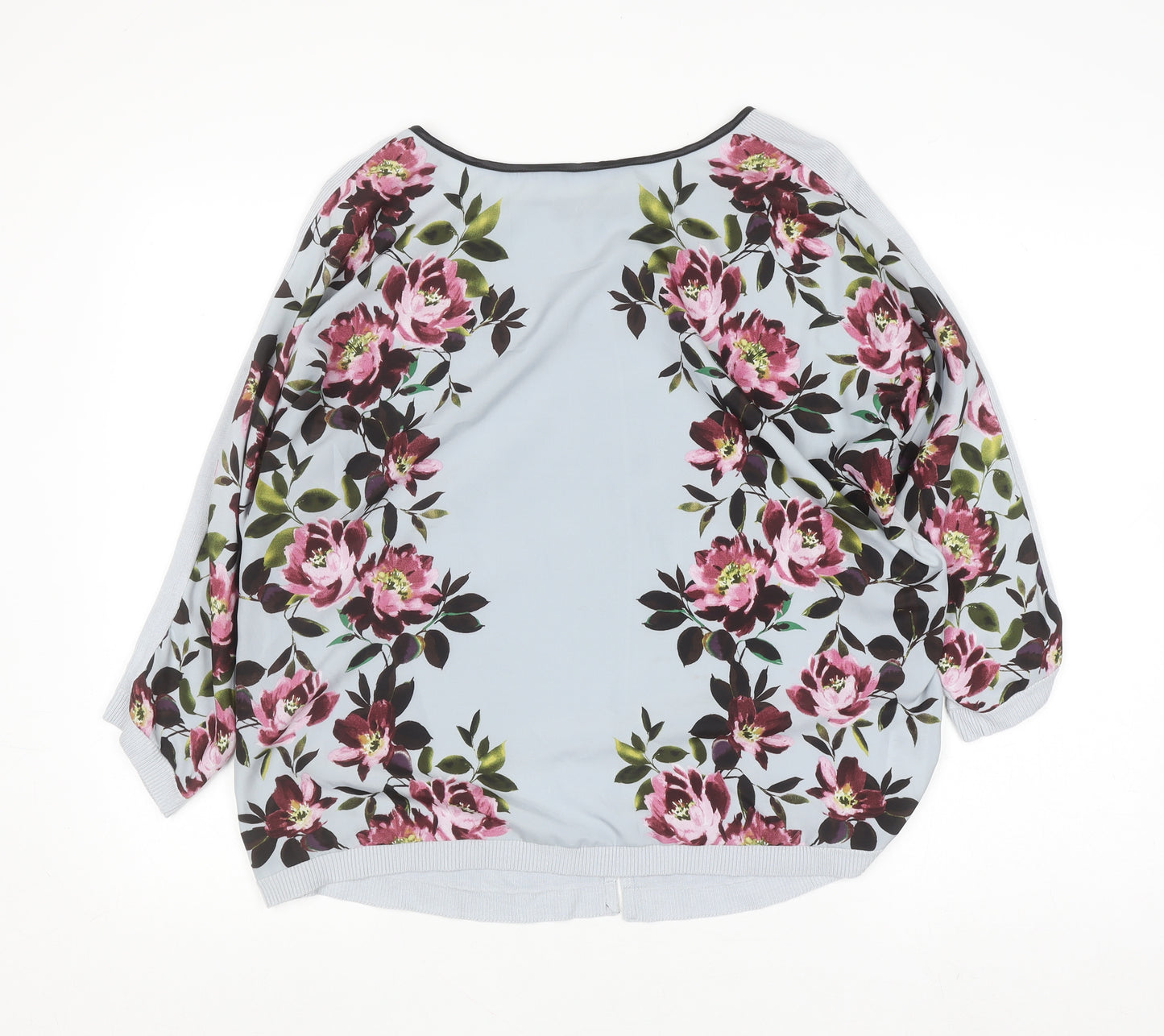 Oasis Women’s Blue Floral Tunic Blouse Size L Relaxed Fit Viscose