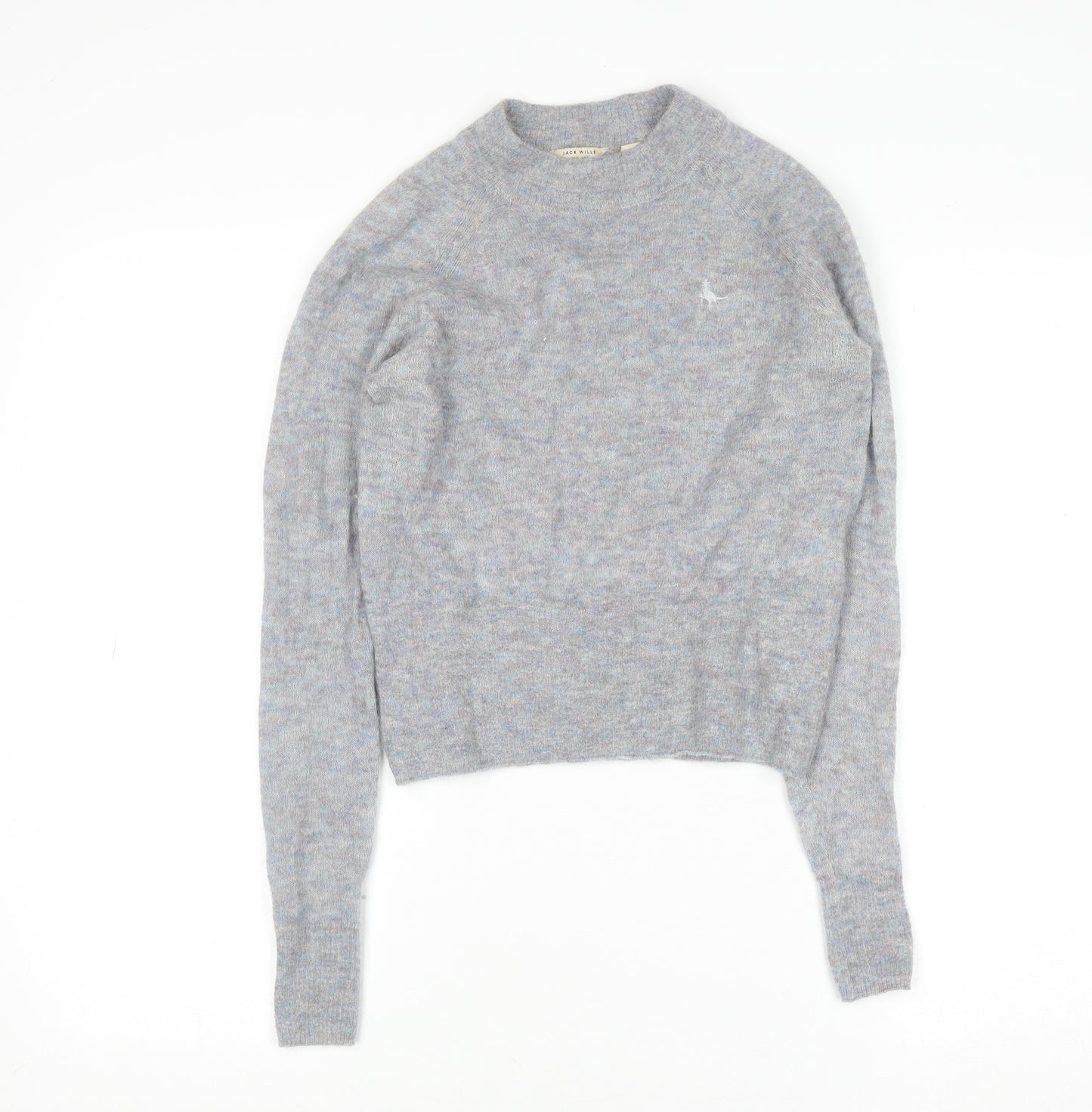 Jack Wills Women's Grey Crew Neck Wool-Blend Pullover Jumper Size 6