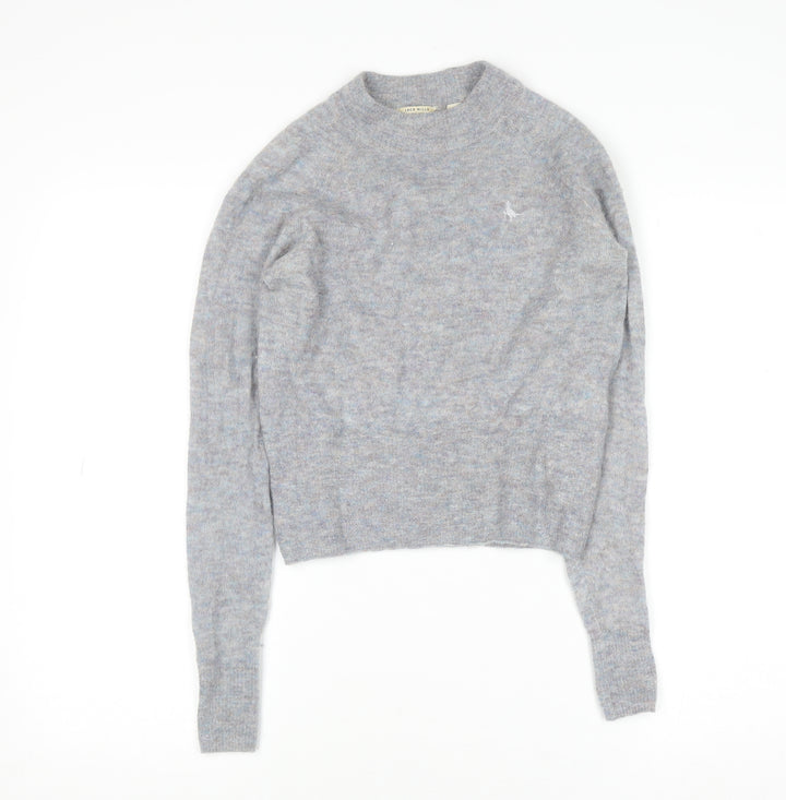 Jack Wills Women's Grey Crew Neck Wool-Blend Pullover Jumper Size 6