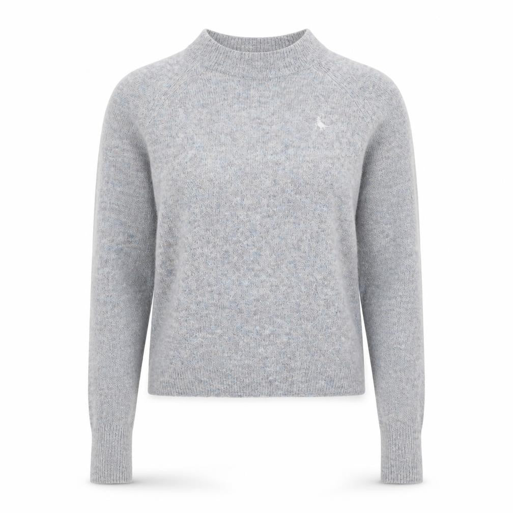 Front view of Jack Wills Women's Grey Crew Neck Wool-Blend jumper, size 6
