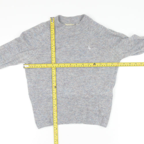 Jack Wills Women's Grey Crew Neck Wool-Blend Pullover Jumper Size 6