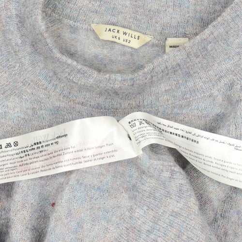 Jack Wills Women's Grey Crew Neck Wool-Blend Pullover Jumper Size 6