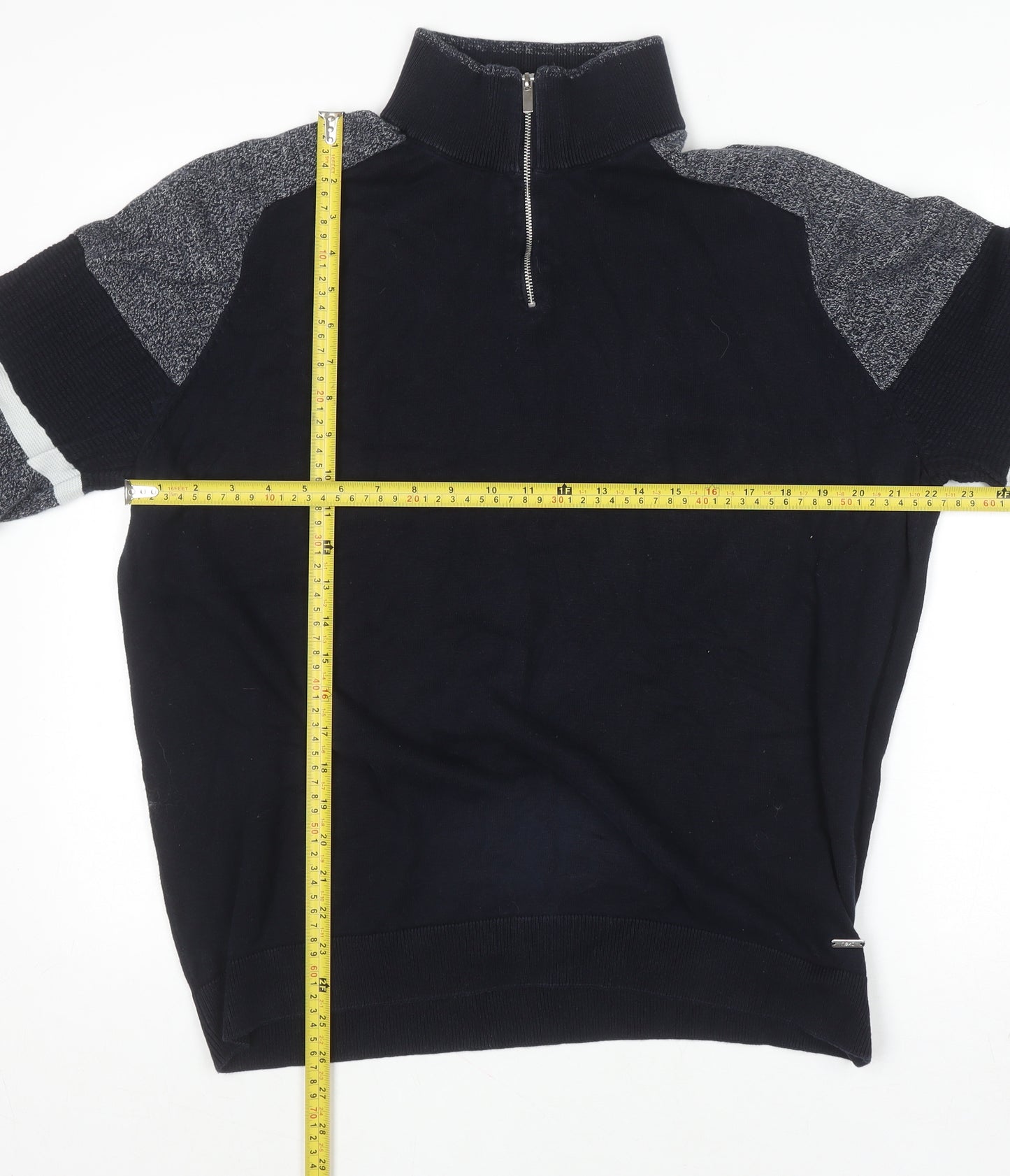 Next Men’s Blue 2XL Half Zip Cotton Jumper High Neck Knitwear