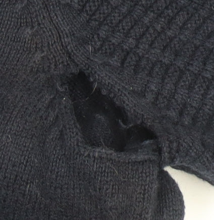 Next Men’s Blue 2XL Half Zip Cotton Jumper High Neck Knitwear