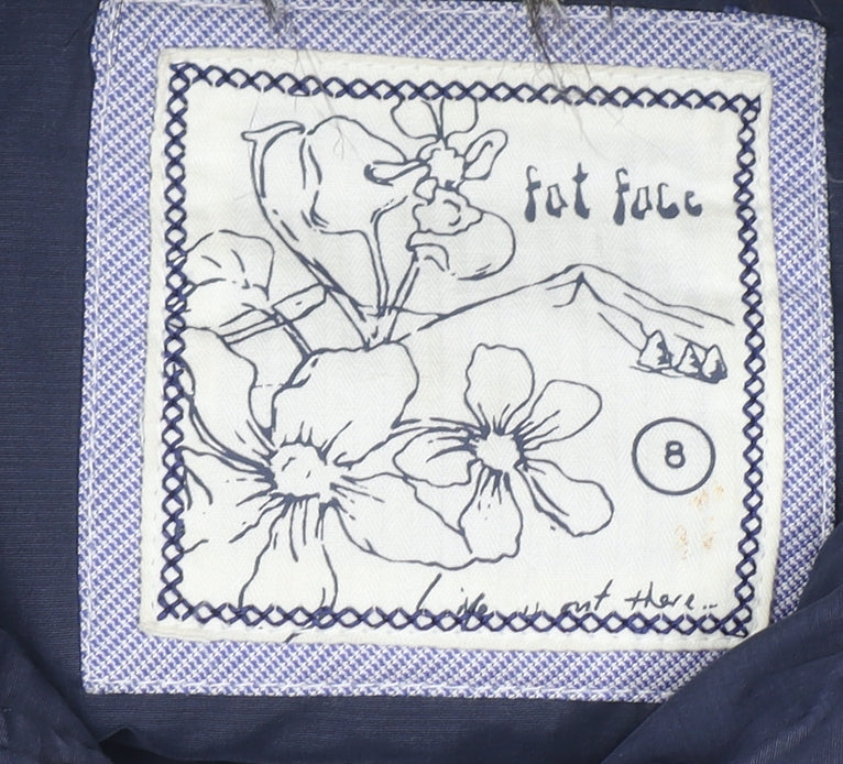 Fat Face Women's Blue Hooded Puffer Waistcoat Size 8 Winter Gilet