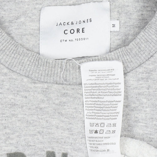 Jack & Jones Men's Grey Crew Neck Graphic Sweatshirt Size M