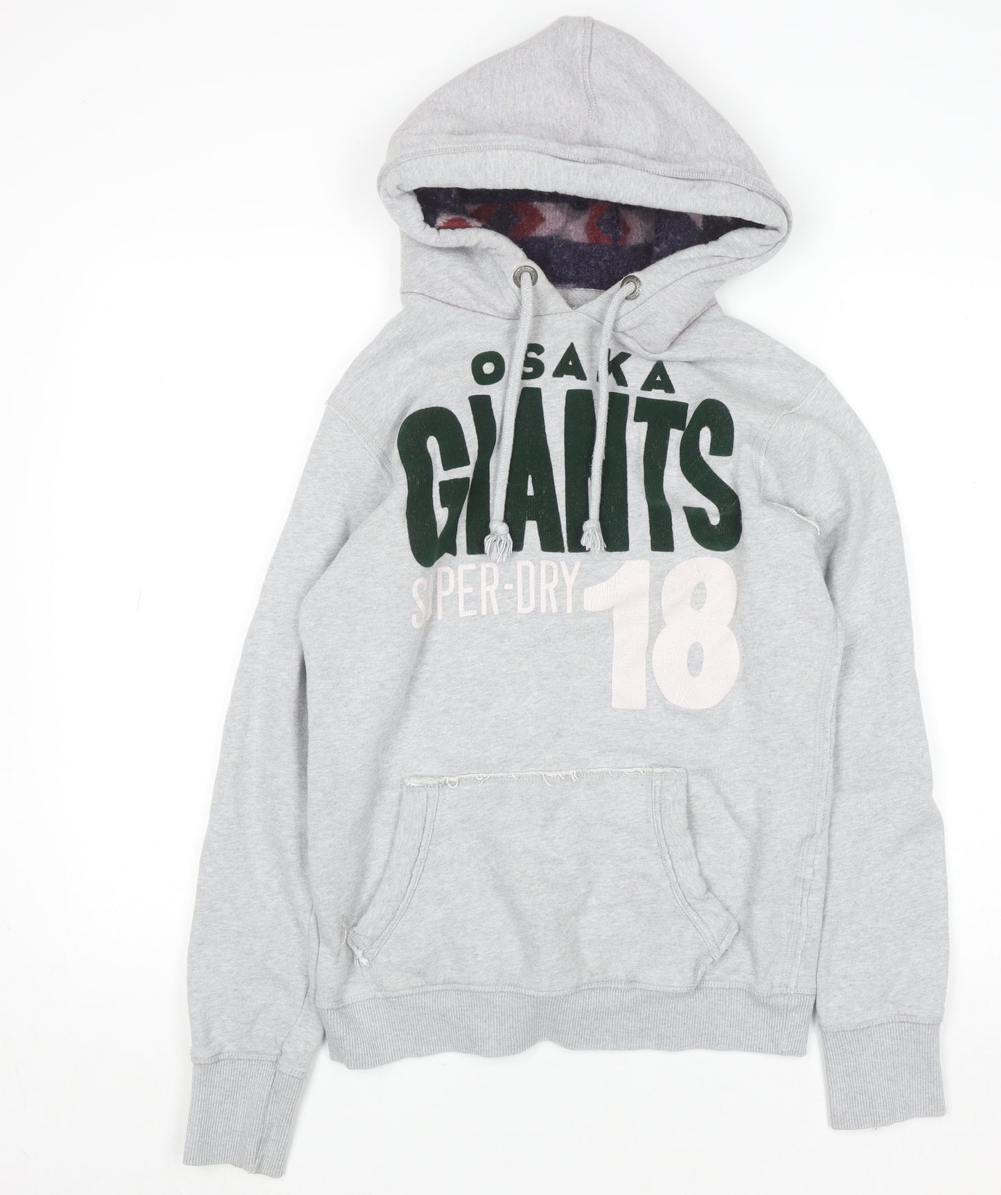 Superdry Women’s Grey Osaka Giants Hoodie Size L Cotton Blend