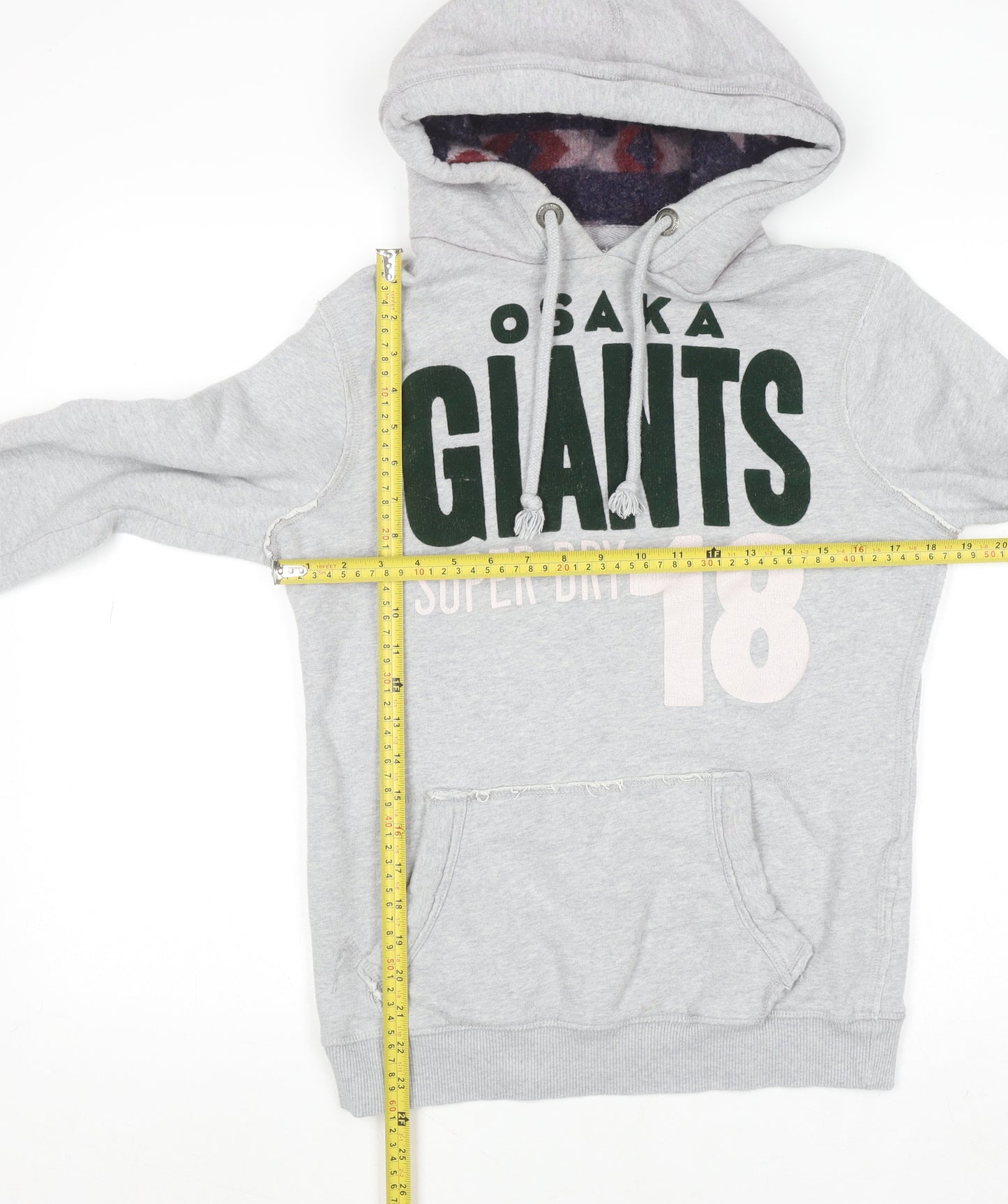 Superdry Women’s Grey Osaka Giants Hoodie Size L Cotton Blend