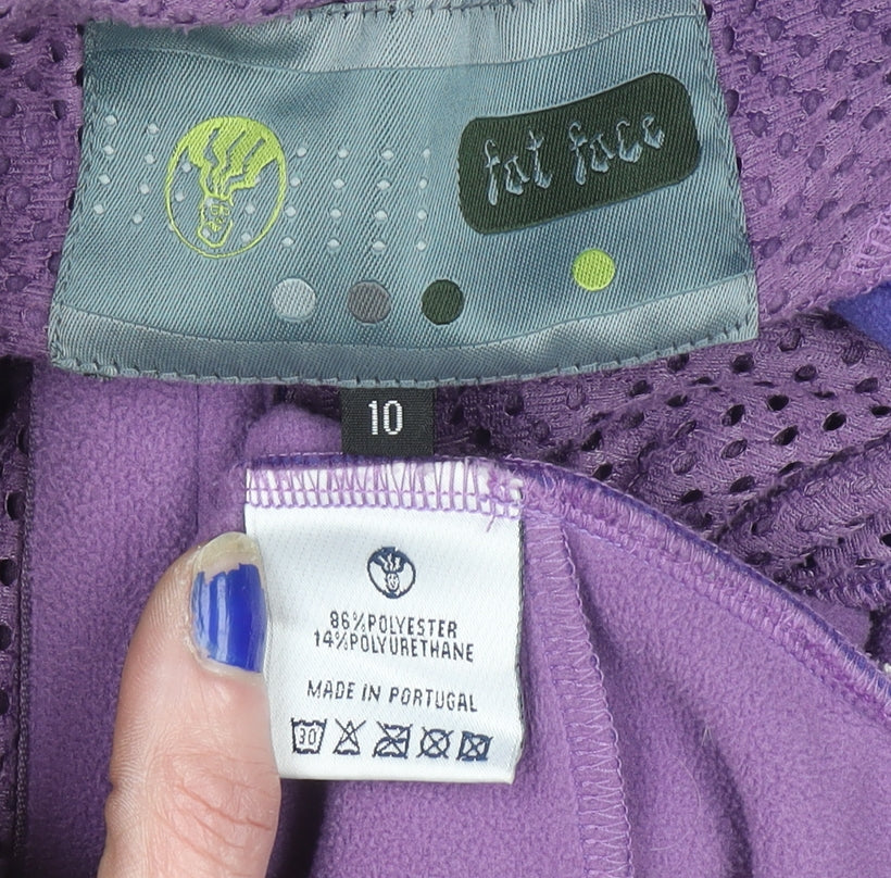 Fat Face Women's Purple Fleece Full Zip Hoodie Size 10