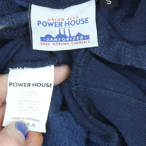 Power House Men's Blue Pullover Hoodie Size S Cotton Blend