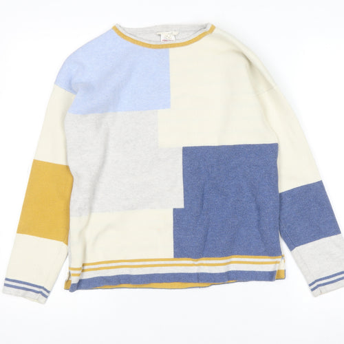 White Stuff Womens Multicoloured Cotton Blend Crew Neck Jumper Size 8