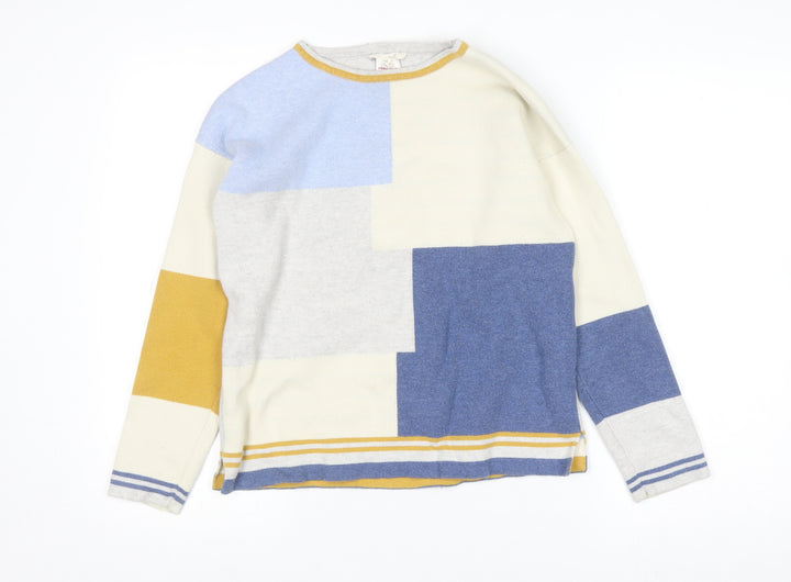 White Stuff Womens Multicoloured Cotton Blend Crew Neck Jumper Size 8