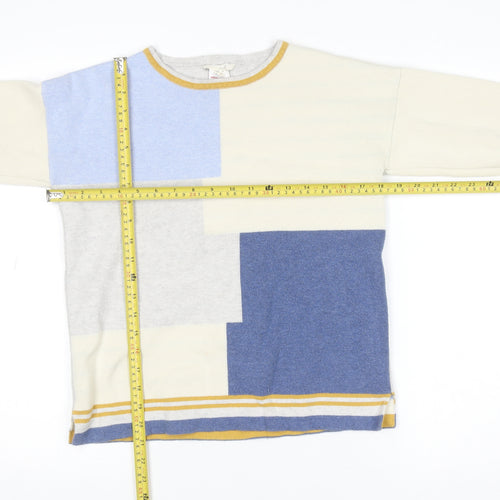 White Stuff Womens Multicoloured Cotton Blend Crew Neck Jumper Size 8