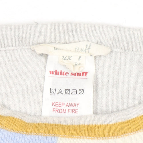 White Stuff Womens Multicoloured Cotton Blend Crew Neck Jumper Size 8
