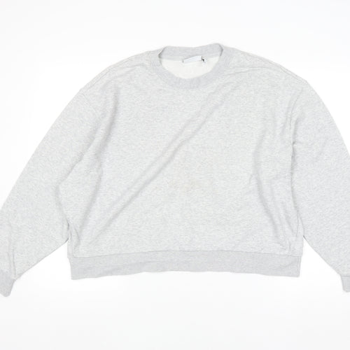 Weekday Women Grey Crew Neck Cotton Blend Pullover Jumper M