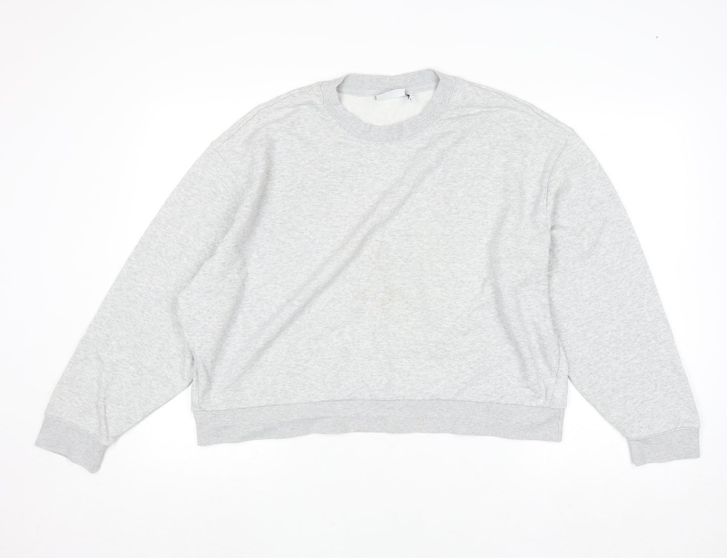 Weekday Women Grey Crew Neck Cotton Blend Pullover Jumper M