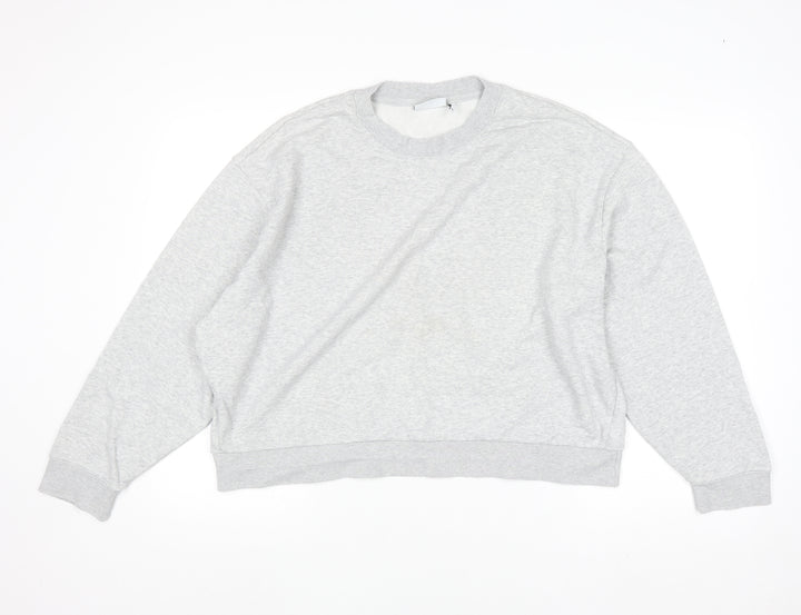 Weekday Women Grey Crew Neck Cotton Blend Pullover Jumper M