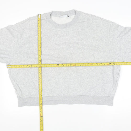 Weekday Women Grey Crew Neck Cotton Blend Pullover Jumper M