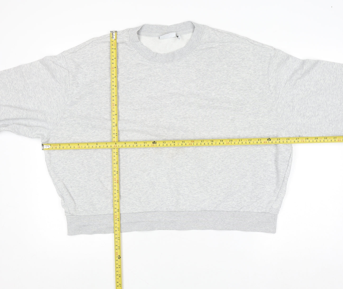 Weekday Women Grey Crew Neck Cotton Blend Pullover Jumper M