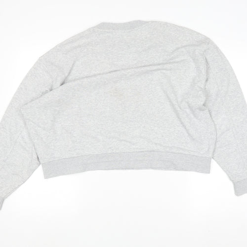 Weekday Women Grey Crew Neck Cotton Blend Pullover Jumper M