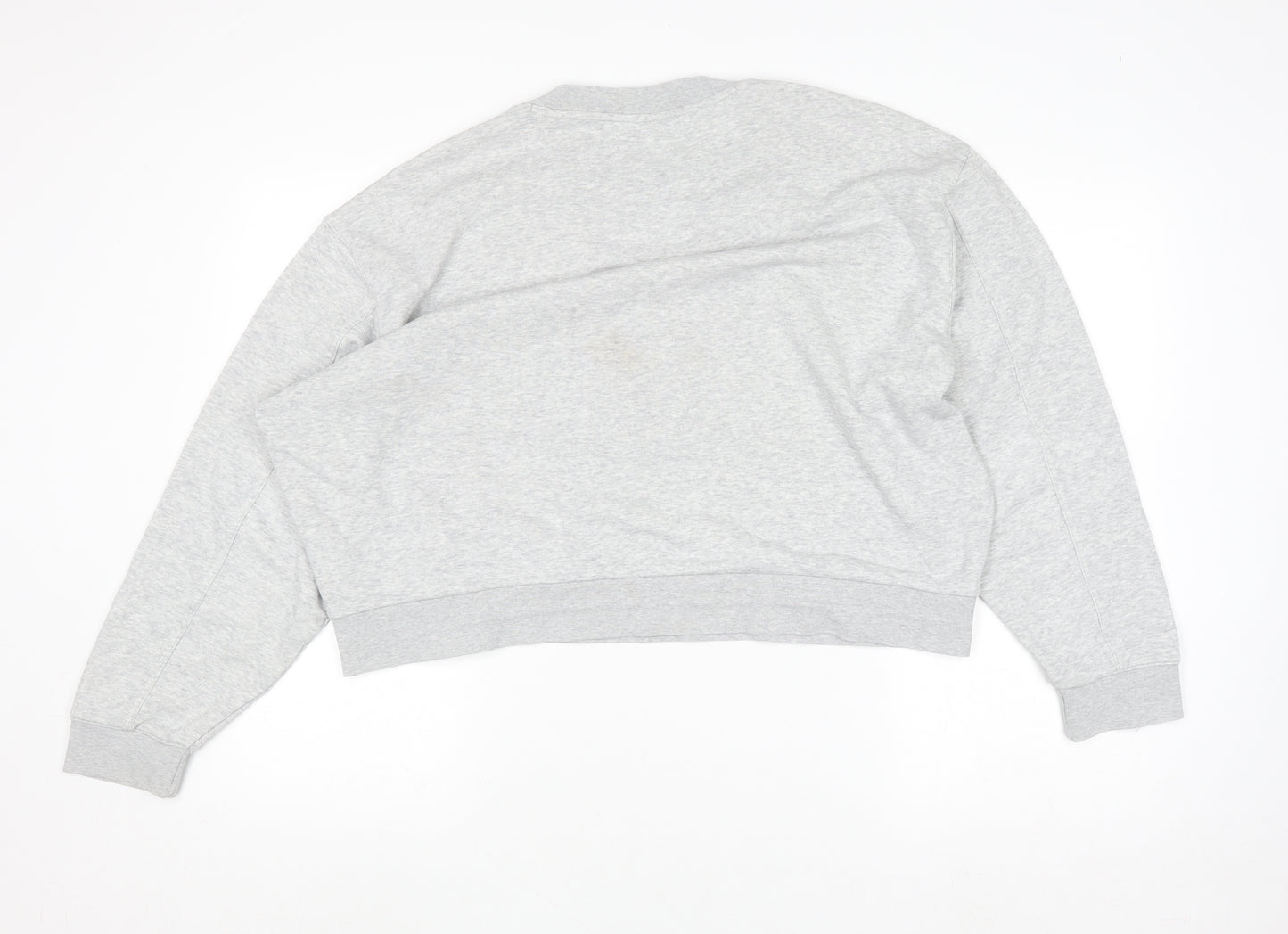 Weekday Women Grey Crew Neck Cotton Blend Pullover Jumper M