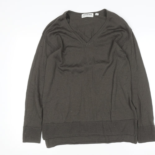 Country Road Womens Brown Wool V-Neck Pullover Jumper S